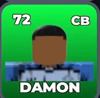 DAMON card, 72 OVR, MANSHINE CITY