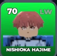 NISHIOKA HAJIME card, 70 OVR, MANSHINE CITY