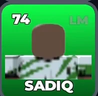 SADIQ card, 74 OVR, NIGERIA U-20 SQUAD