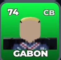 GABON card, 74 OVR, PXG